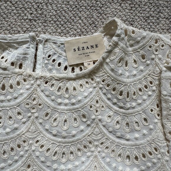 Sezane Embroidered Ecru Blouse - 34 - Picture 5 of 10